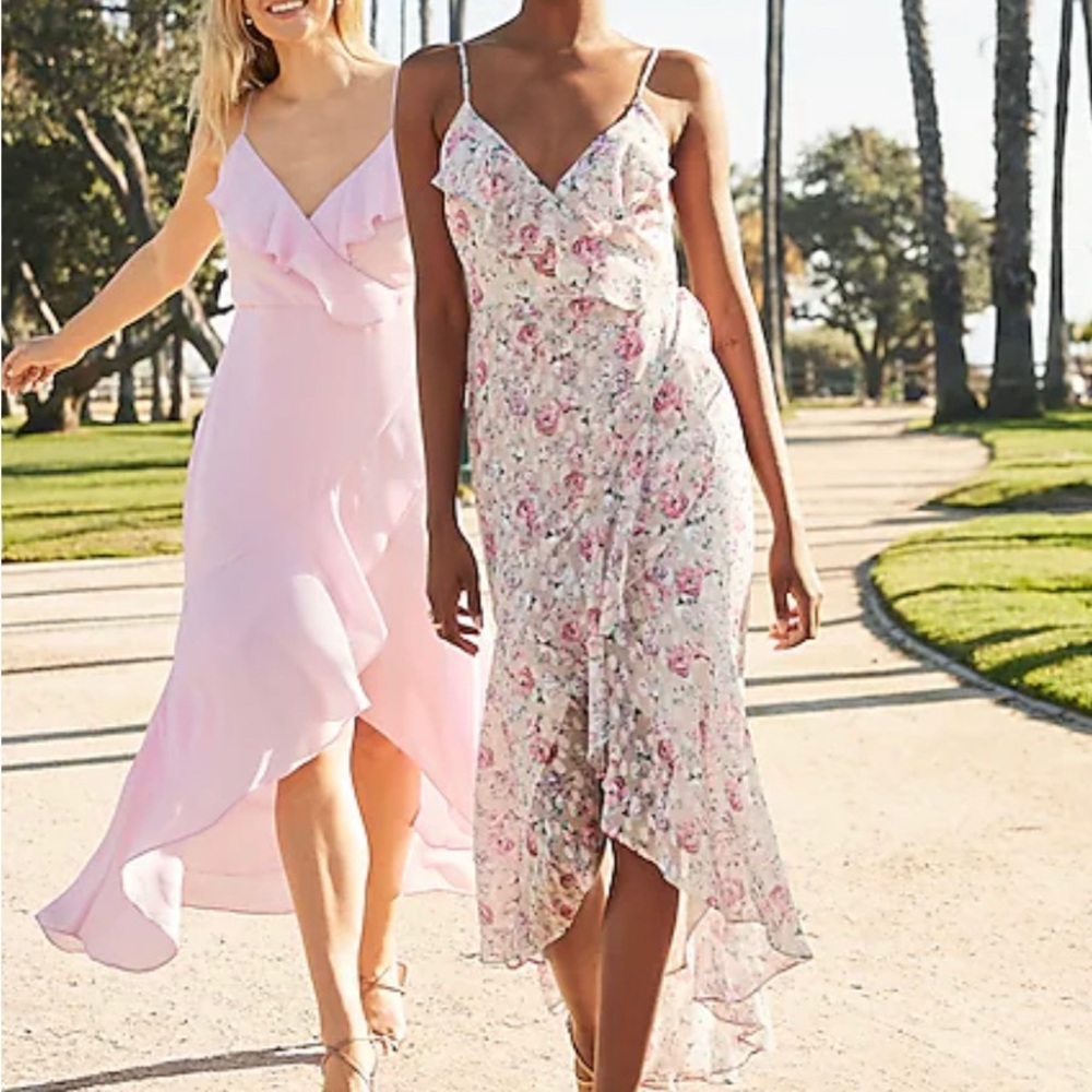 Floral Print Ruffle Faux Wrap Hi-Lo Maxi Dress - New with Tags